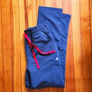 Figs Navy High Waisted Yola Scrub Pants - Small Lmtd Ed Red Tie ❤️
